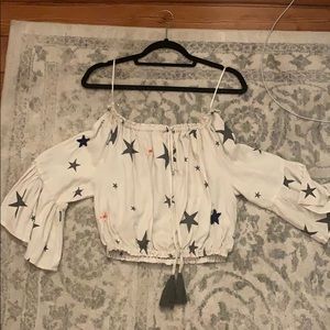 Off the shoulder star patterned top
